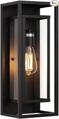 1 Pack 18 inches Outdoor Wall Lantern Light Fixture, Large Black Exterior Waterproof Wall Sconce, Anti-Rust Mount Porch Light with Clear Glass,E26 Socket