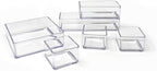 Isaac Jacobs 6-Tray Clear Acrylic Organizer Set, (Six Individual Trays), Multi-Purpose, Stackable Storage Solution for Makeup, Crafts, Desk, School, Office Supplies & More, for Bathroom, Kitchen