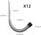 HOME MASTER HARDWARE 12 Pack 4-Inch Heavy Duty Garage Storage Wall Hooks, Steel J Utility Hooks for Hanging Ladders, Tools, Bikes, Grey