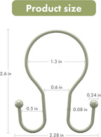 AmazerBath Shower Curtain Hooks Sage Green Shower Curtain Rings, Simple Double Hook Shower Curtain Hooks Rust Proof, Smooth Sturdy Metal Shower Hooks for Shower Curtain Rod, 12 Pcs Shower Rod Hooks
