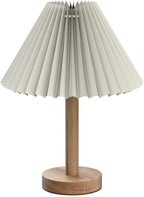 Zenply Small Table Lamp, Bedside Nightstand Mini Lamp for Bedroom Living Room Side Table Small Spaces, Pleated Aesthetic Vintage Lamp Warm White LED Bulb Included