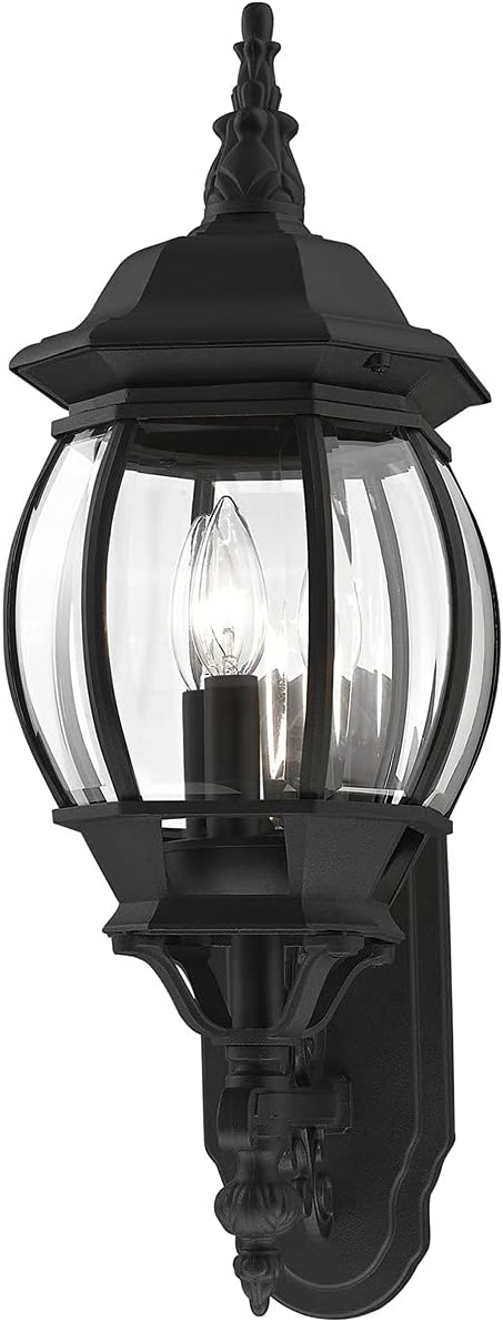 3 Lt Textured Black Outdoor Wall Lantern 7524-14