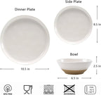 FINE&NICE Melamine Dinnerware Sets of 12 Pcs, Unbreakable Plates and Bowls Set for 4, Dinner Dishes Set for for Patio, RV and Camping, Dishwasher Safe (White with Brown)