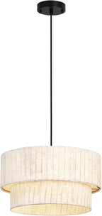 16 Inch Modern Farmhouse Chandelier – Layered Linen Strips Hanging Pendant Light, Dimmable Rustic Lighting Fixture for Dining Room, Kitchen Island, Living Room, Entryway, Foyer