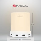 Macally Small Touch Lamps for Nightstand - Bedside Lamp with USB Port - 3 Way Dimmable Short Table Lamp for Small Spaces - Use as Night Light and Charger in Bedroom