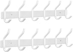 White Wall Hooks Heavy Duty, 17 Inch Coat Hooks Wall Mount with 6 Hooks,2 Packs Wall Hooks Hangers for Entryway, Bathroom - for Hanging Backpack, Bag, Coat, Purse, Hat, Towel, Clothes