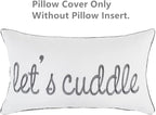 Sunkifover Decorative Rectangle Pillow Covers 12x20 Inches, Soft Solid Lumbar Pillowcase, Embroidered Rectangular Cushion Covers with Let's Cuddle Quote for Bed, Bedroom (Color Grey)