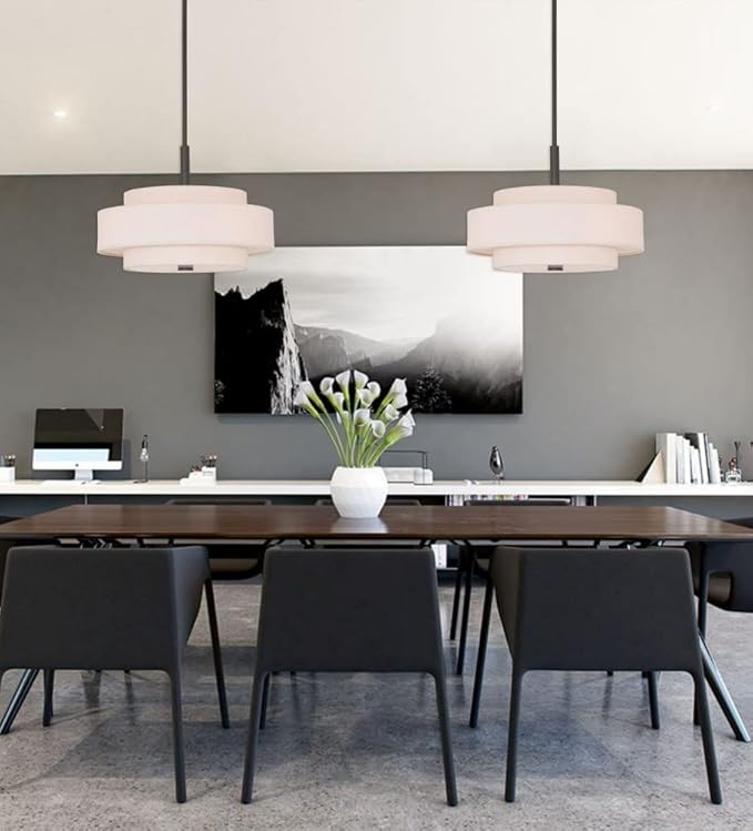 Livex Lighting Fabric Shade 50874-91 Meridian 4-Light Pendant, Brushed Nickel , Silver,18"L x 18"W x 52"H