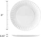 TP Melamine Plates Set of 8, 8-Inch Lightweight Reusable Plates for Picnic, Party, BBQ & Camping, Dishwasher Safe Tableware for Salads, Appetizers & Desserts, White