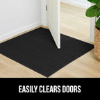 GORILLA GRIP Dirt Grabber Mesh Doormat, Low-Profile, Stain and Fade Resistant Heavy Duty Quick Dry Striped Doormats, Mats for Indoor or Outdoor Entry, Shoe Scraper, Garage Entrance Mat, 47x35, Black
