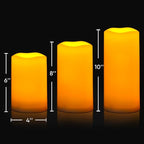Homemory Large Solar Candles Outdoor Waterproof, 4"x6"8" 10", Dusk to Dawn, Solar Powered Flameless Candles for Outdoor, Lanterns, Set of 3