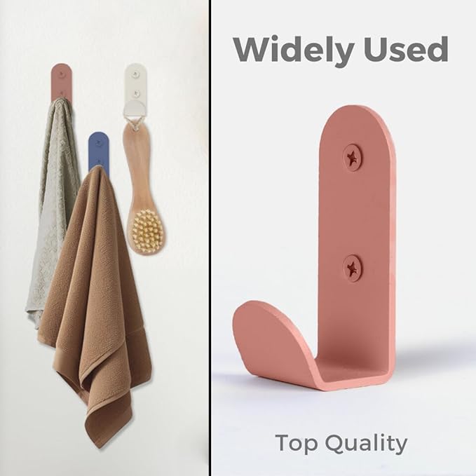 Heavy-Duty Wall Hooks for Hanging (Set of 3) – Stylish Metal Hooks for Coats, Backpacks, Towels & Bags | Decorative Wall Hooks in Chic Pastel Colors for Entryways, Kids’ Rooms & Bathrooms