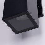 mirrea Modern Outdoor Porch Light Patio Light in 2 Lights with Aluminum Rectangular Tube and Tempered Glass Cover Waterproof Wall Sconce 6 Pack (Matte Black)
