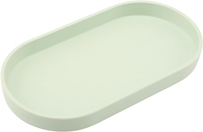 Green Small Tray (10 inch), Oval Tray for Kitchen Counter, Bathtub Bathroom Vanity Items, Countertop Organizer, Coffee Accessory, Bar, Serving Seasoning, Salt and Pepper, Soap, Perfume.