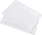 Melamine Large Serving Platter Set for Party Supplies,16"x11" Platters for Serving Food, 2pcs White reusable Serving Tray for Cookie, Fruit, Snack,Party Food Display,Stackable Kitchen CounterTop Tray