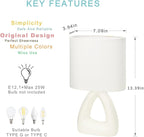 Lampwell LILA Small Modern Ceramic Table Lamp, Off White, 6.7x3.94xH11.8IN, Bulb Excluded, Kids & Night Table Lamp