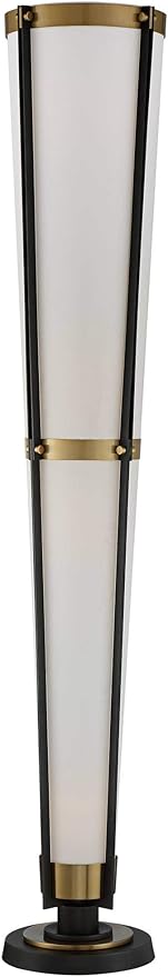 Possini Euro Design Vista Mid Century Modern Style Torchiere Lamp 4-Light 68" Tall Antique Brass Gunmetal Gray Off White Linen Cone Shade Decor for Living Room Reading House Bedroom Home Office