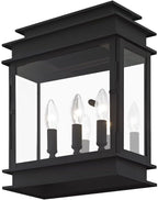Livex 20204-04 Transitional Three Light Outdoor Wall Lantern from Princeton Collection in Black Finish