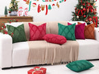 decorUhome Christmas Throw Pillow Covers 22x22 Inch Set of 2, Soft Plush Faux Fur Wool Green Couch Pillow Covers, Decorative Neutral Pillow Cases for Bed Sofa Living Room Home Decor