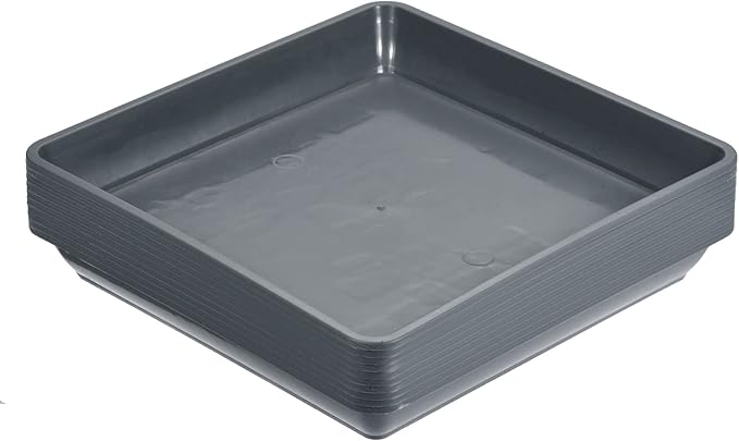 MECCANIXITY Plant Pot Saucer 7 Inch Plastic Square Flower Drip Tray for Indoor Outdoor, Gray Pack of 10