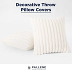 Pallene Faux Fur Plush Christmas Throw Pillow Covers 26x26 Set of 2, Luxury Soft Fluffy Striped Decorative Pillow Covers for Sofa, Couch, Living Room, Cream White