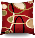 CAPSCEOLL 2PCS Cranberry Red Tan Black Geometric Circle Decorative Throw Pillow Case 16X16Inch,Home Decoration Pillowcase Zippered Pillow Covers Cushion Cover for Book Lover Worm Sofa Couch