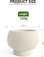OXART 9.4 Inch Plant Pots, Ceramic Planters for Indoor Plants, Outdoor Flower Pots for Plants with Drainage Holes, Decorative Pot for Flowers & Herbs, No Trays, Yellow