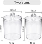 WEISHI 6 Pack Qtip Holder Dispenser -Cotton Ball, Swab, Round Pads, Floss , Small Clear Plastic Apothecary Jar Containers with Lids for Bathroom Storage and Organization, Vanity Organizer