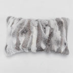Rabbit Hide Fur Pillow Case Cushion Cover Fur Throw Decorative Animal Skin Pillowcase Home Living Room (Grey, 30×50cm（12in×20in）)