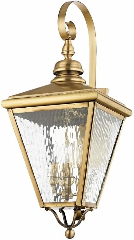 Livex 2036-01 Transitional Four Light Outdoor Wall Lantern from Cambridge Collection Finish, Antique Brass