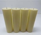 4 Pack 14" x 4" Large Outdoor Candles, Waterproof Flickering LED Flameless Candles with Timer, Battery Operated Candles with Remote Control Realistic Fake Pillar for Patio Porch Lanterns, Ivory