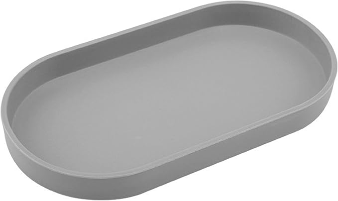 Gray Small Tray (10 inch), Oval Tray for Kitchen Counter, Bathtub Bathroom Vanity Items, Countertop Organizer, Coffee Accessory, Bar, Serving Seasoning, Salt and Pepper, Soap, Perfume.