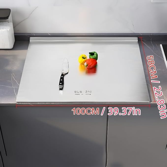 316 Stainless Steel Cutting Board,Cutting Boards for Kitchen,Chopping Board,Large Cutting Board for Chopping Meat,Vegetables,Fruits,Cheese 39.37 * 22.83in