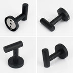 NearMoon Bath Towel Hooks- SUS 304 Stainless Steel Robe Hook Holder, Heavy Duty Coat Hook for Bathroom Livingroom Hotel Kitchen Garage, Wall Mounted (Matte Black, 4 Pack)