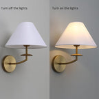 PERMO Vintage Wall Sconce Antique Rustic Gold Sconces wiht White Textile Fabric Shade Hardwired Sconce Indoor Wall Lights for Living Room Bedroom Kitchen Dining Room Home Office