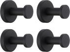 APLusee Matte Black Bath Robe Towel Hook 4 Pack, Stainless Steel Bathroom Coat Hook, Wall Mount