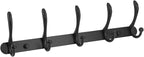 Coat Rack Wall Mounted - 5 Tri Hooks, Heavy Duty, Metal Coat Hook Rail for Coat Hat Towel Purse Robes Mudroom Bathroom Entryway (Black)
