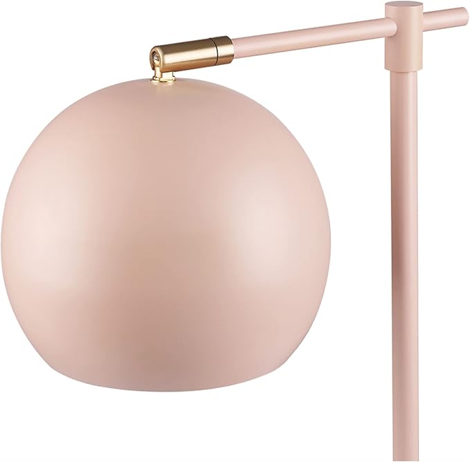 GLOBE Electric 52285 Hannah 18" Desk Lamp, Matte Pink, Brass Pivot Joint, in-Line On/Off Rotary Switch