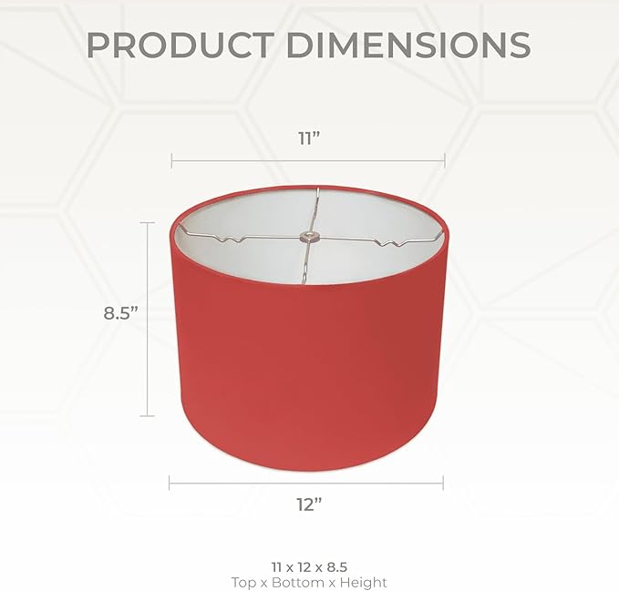 Royal Designs, Inc. HB-610-12RED-2 Shallow Drum Hardback Lamp Shade, 11 x 12 x 8.5, Red, 2-Pack