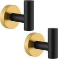 Angle Simple Black & Gold Towel Hook 2 PCS, Stainless Steel Bathroom Robe Holder, Round Coat Hand Towel Hanger, Wall Mounted