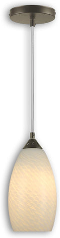 Pendant Lighting, Modern White Fishline Handblown Glass, Oval Art Shade Hanging Light, Brushed Nickel Hardware for Kitchen, Dining Room, Foyer Decor 4.7" Shade (1 Pack)