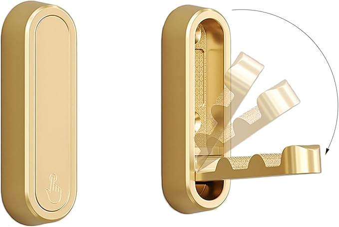 2PCS Folding Coat Hook, Heavy Duty Wall Hooks Made of Zinc Alloy, Foldable Wall Hooks for Hanging Coats, Scarves, Hats, Bathrobes, Keys, Bags(Gold)