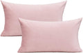 Pink Lumbar Velvet Soft Solid Throw Pillow Cases Decorative Rectangle Cozy Cushion Covers Home Decor for Living Room Couch Sofa Car 12"x20" Set of 2