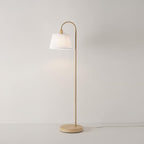 Globe Electric 65907 52" Floor Lamp, Light Faux Wood, White Pattern Shade, On/Off Rotary Switch on Socket