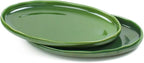 vicrays Ceramic Serving Platter Tray - Extra Large Oval 14.5 Inch Porcelain Dinner Plates Long Serving Dish Set - for Party Restaurant Food Meat Sushi Fish Turkey Platter - Green