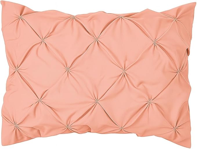 COTTON STICH Pinch Pleated Pillow Shams Set of 2, Zipper Closure - 600 Thread Count Super Soft Pinch Pillow Shams Pure Egyptian Cotton Decorative Pinch Pleated Bed Pillow Covers Set, Pink Queen 20X30