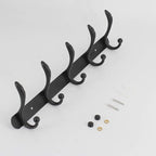 Coat Rack Wall Mounted - 5 Tri Hooks, Heavy Duty, Metal Coat Hook Rail for Coat Hat Towel Purse Robes Mudroom Bathroom Entryway (Black)