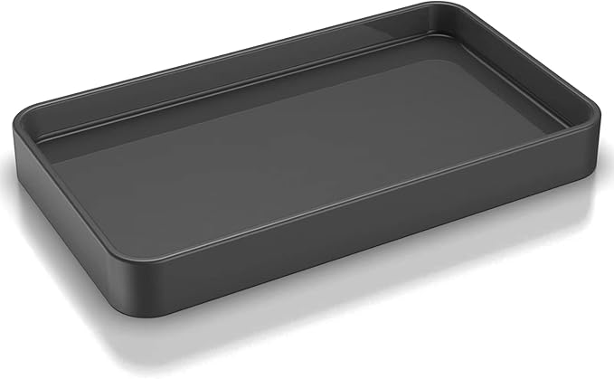 Gurygo Vanity Tray for Bathroom -10" Ceramic Soap Dispenser Tray for Kitchen - Rectangle Ceramic Tray - Bathroom Trays for Counter(Grey, Set/1)…