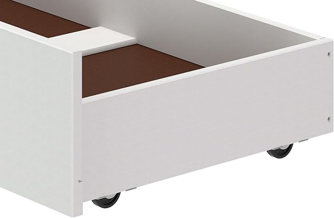White Wood Underbed Storage Drawers on Wheels - Bedroom Dresser Organizer Shelf - Set of 2 - Perfect for Small Spaces and Storing Clothes - 9 3/8 in. H - Works with Any 9.75 in. and Bed Frame