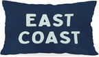 Coastal Throw Pillow Cover 12x20, Navy Blue Preppy East Coast Coquette Decor for Girls Room College Sofa Couch, Trendy Retro Dorm - Navy Blue